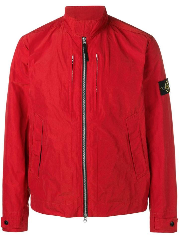 Stone Island Zipped Shell Jacket - Red