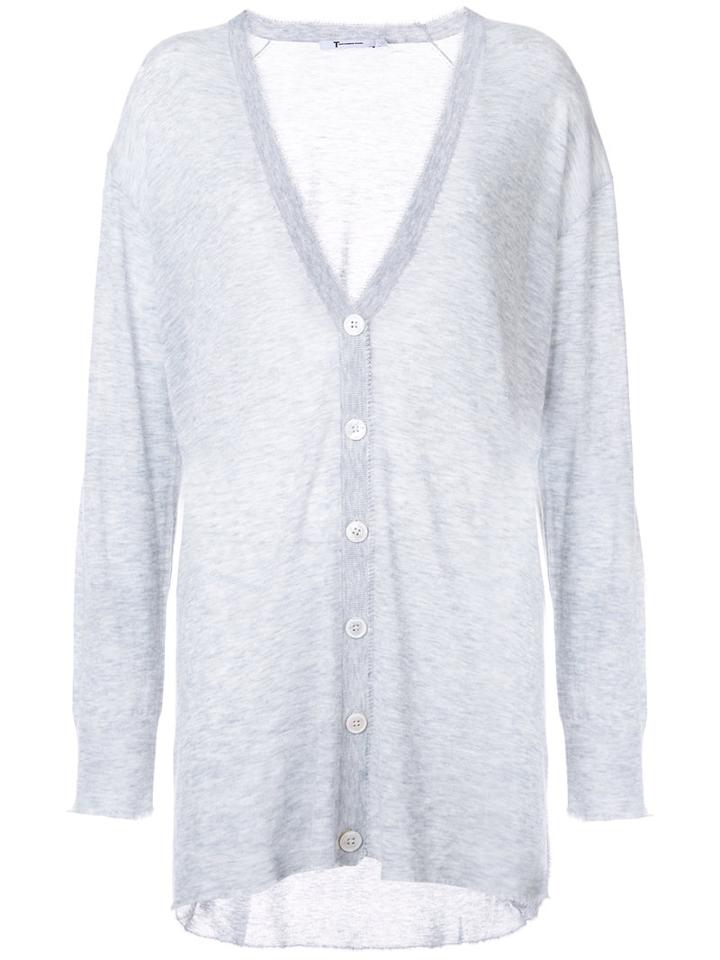 T By Alexander Wang - Oversized V-neck Cardigan - Women - Polyester/cashmere/wool - S, Blue, Polyester/cashmere/wool