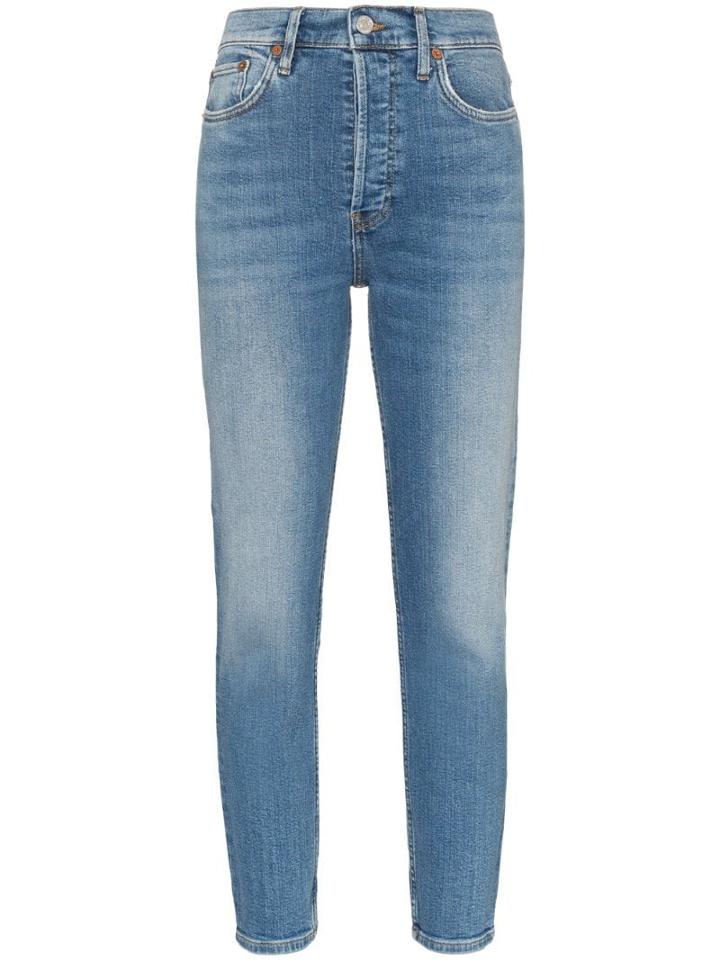 Re/done High-rise Cropped Skinny Jeans - Blue