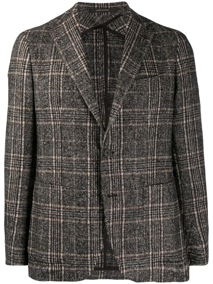 Tagliatore Check Single-breasted Blazer - Brown