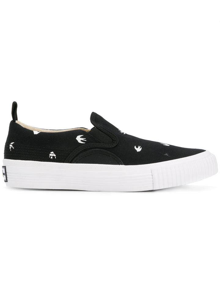 Mcq Alexander Mcqueen Swallow Print Slip-on Sneakers - Black