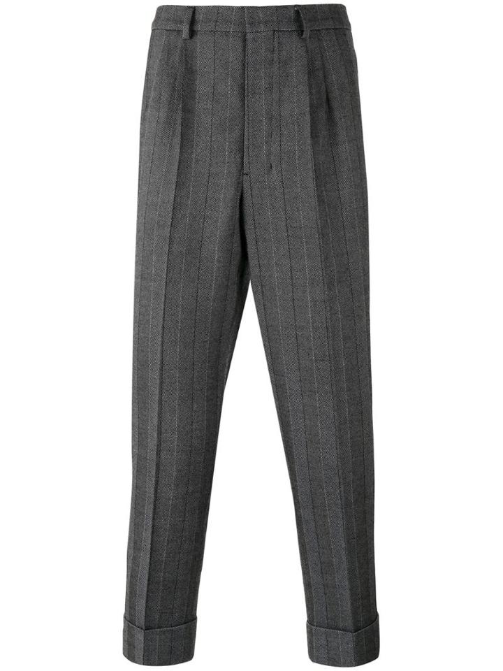 Ami Paris Pleated Carrot Fit Trousers - Grey