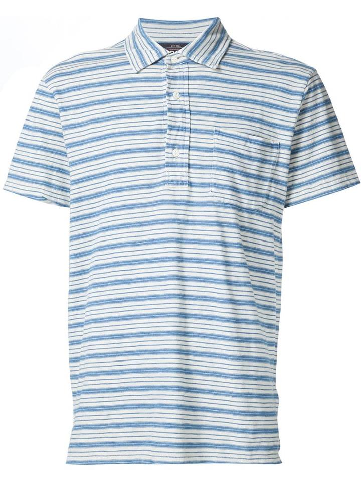 Rrl Striped Polo Shirt, Men's, Size: Medium, White, Cotton