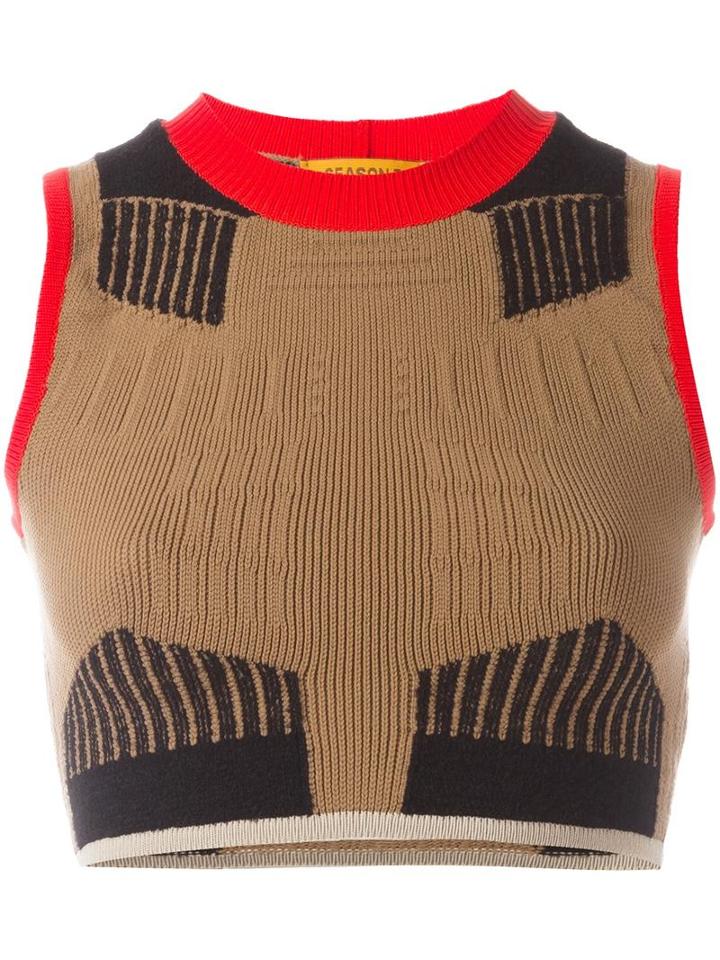 Yeezy Season 3 Graphic Crop Top, Women's, Size: Small, Brown, Polyimide/wool/viscose/spandex/elastane