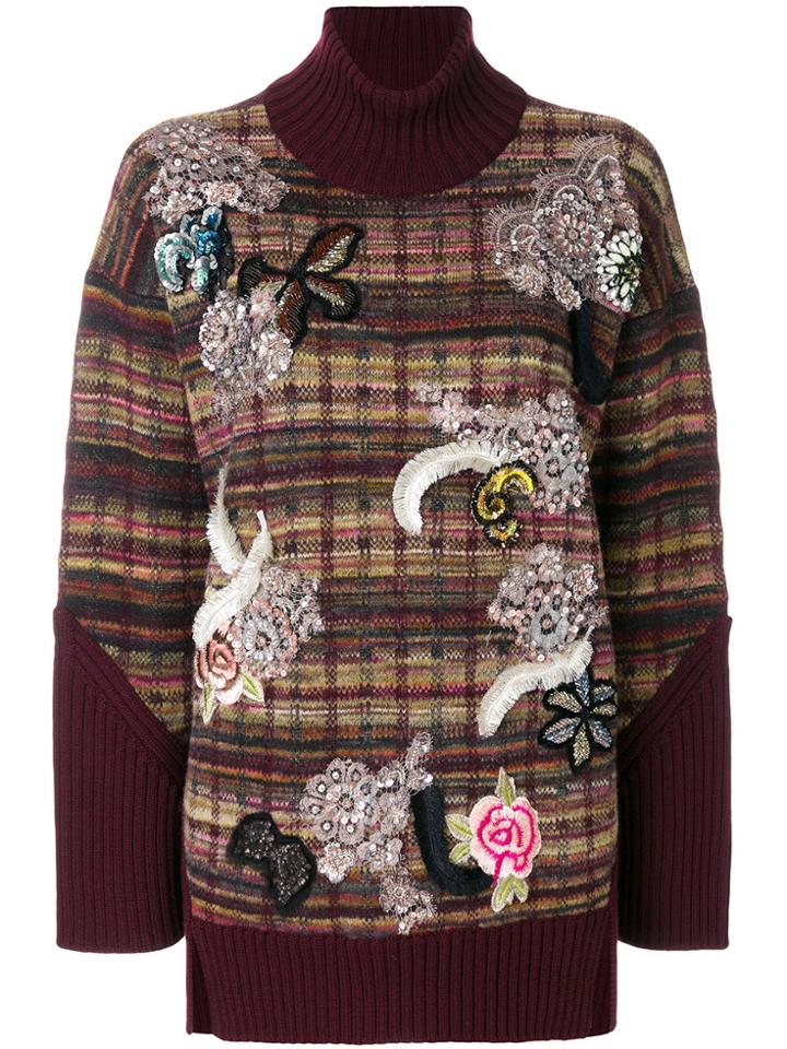 Antonio Marras Embellished Turtle Neck Jumper - Brown