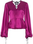 Roksanda Silk Tie Neck Blouse - Pink & Purple