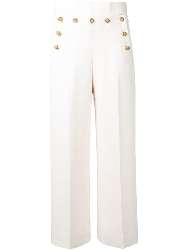 Tory Burch Cropped Lapel Detail Trousers - White