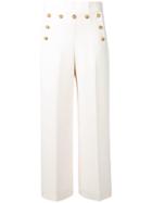 Tory Burch Cropped Lapel Detail Trousers - White
