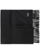 Saint Laurent Knitted Fringed Scarf - Black