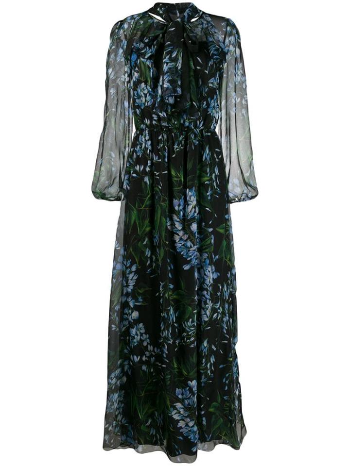 Blumarine Floral-print Maxi Dress - Black