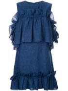 Goen.j Ruffled Mini Dress, Women's, Size: Medium, Blue, Linen/flax