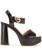 Love Moschino Heart Buckle Sandals - Black