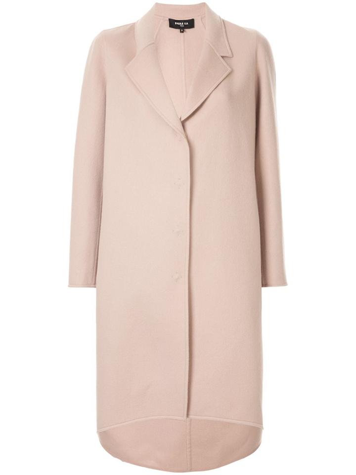 Paule Ka High-low Hem Coat - Brown