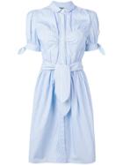 Alexa Chung Pinstripe Belted Shirt Dress - Blue