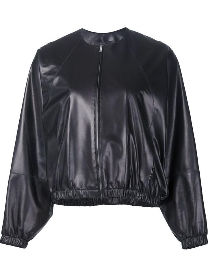 The Row Round Neck Jacket, Women's, Size: 8, Black, Lamb Skin