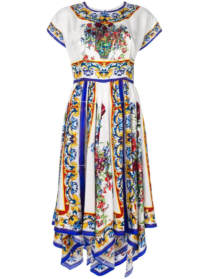 Dolce & Gabbana Majolica Print Flared Dress - Multicolour