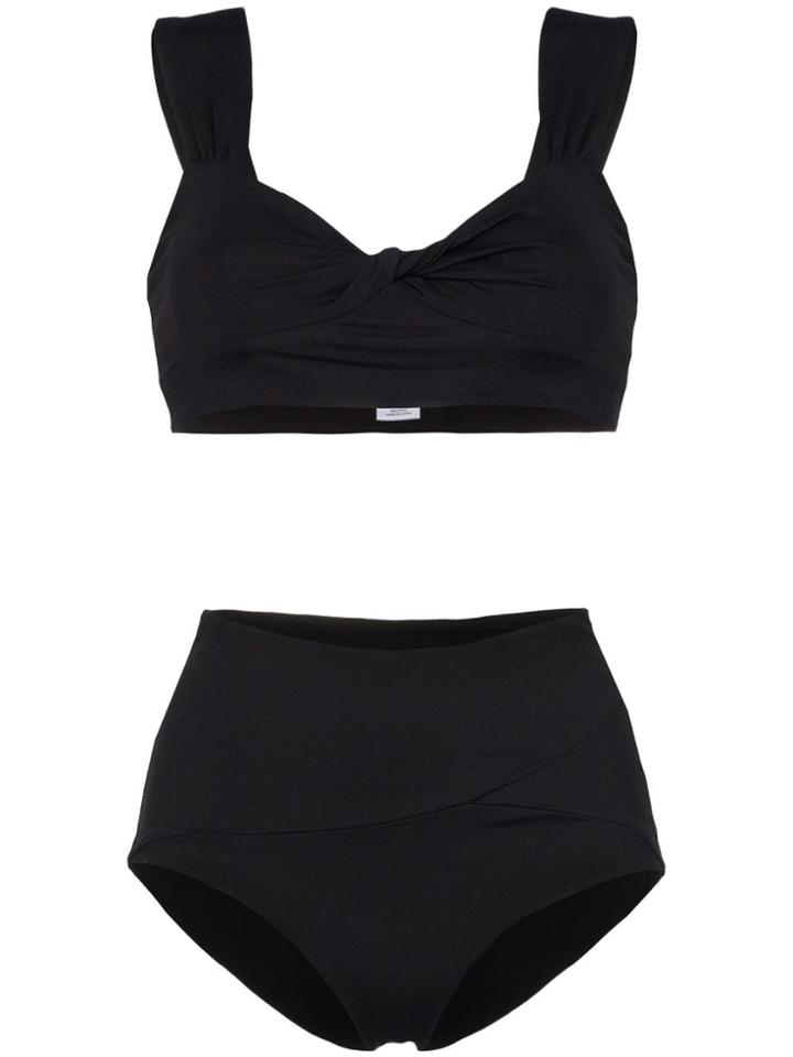 Marysia Lehi Crop Top High Waisted Bikini Set - Black