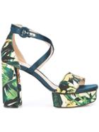 Stuart Weitzman Clara Floral Printed Sandals - Blue
