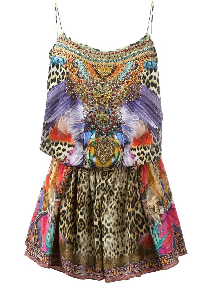 Camilla Embellished Print Mini Dress, Women's, Size: Small, Silk