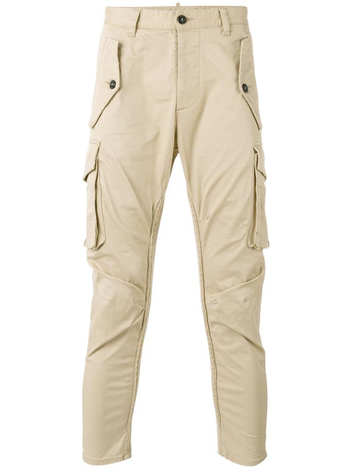 Dsquared2 Cargo Trousers, Men's, Size: 48, Nude/neutrals, Cotton/spandex/elastane