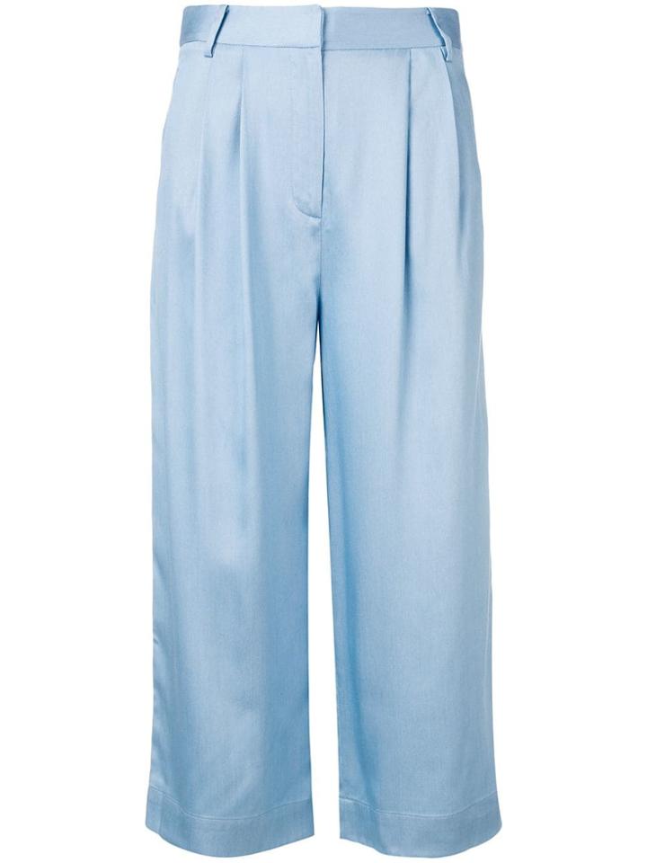 Tibi Cropped Pleat Trousers - Blue