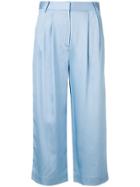 Tibi Cropped Pleat Trousers - Blue