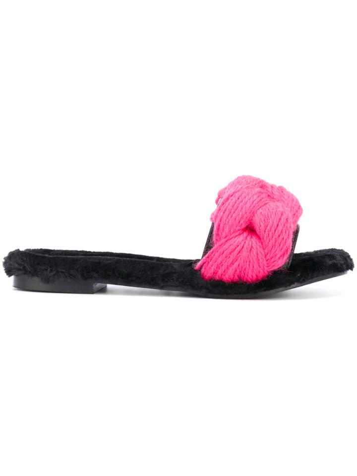 Avec Modération Braided Slides - Pink & Purple