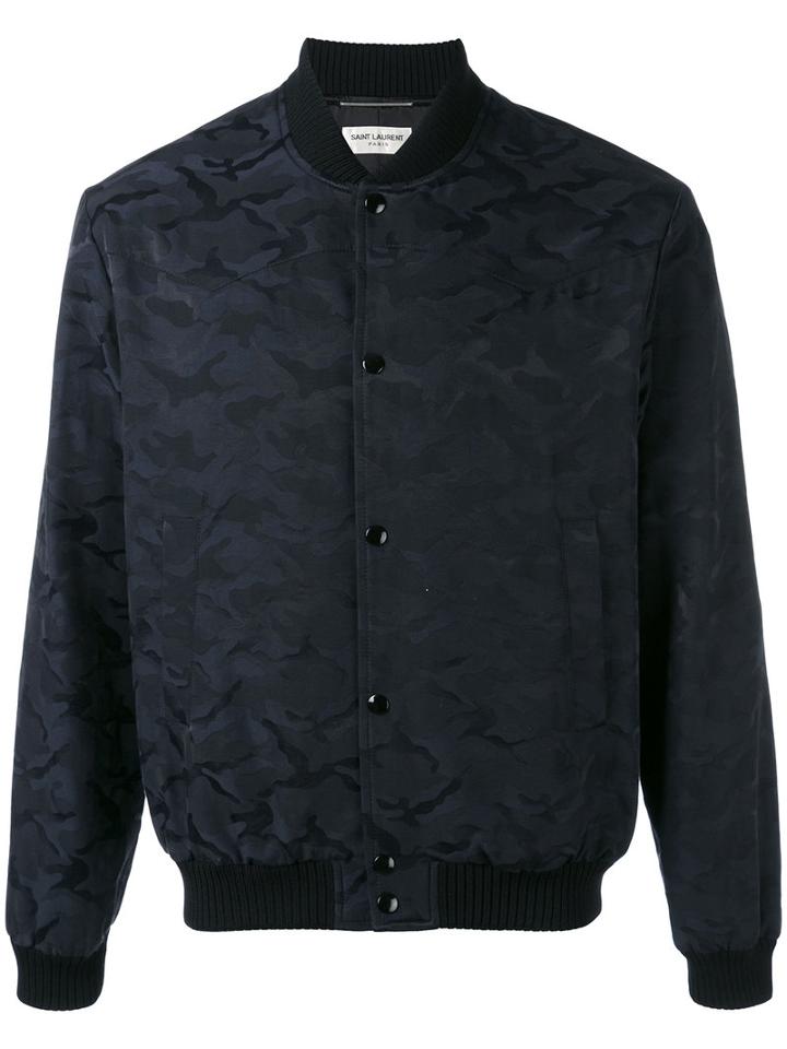 Saint Laurent - Camouflage Pattern Bomber Jacket - Men - Cotton/polyamide - 44, Blue, Cotton/polyamide