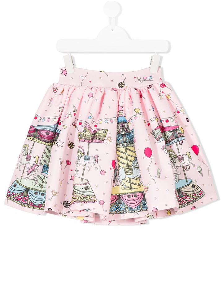 Love Made Love Carousel Print Full Skirt - Pink & Purple