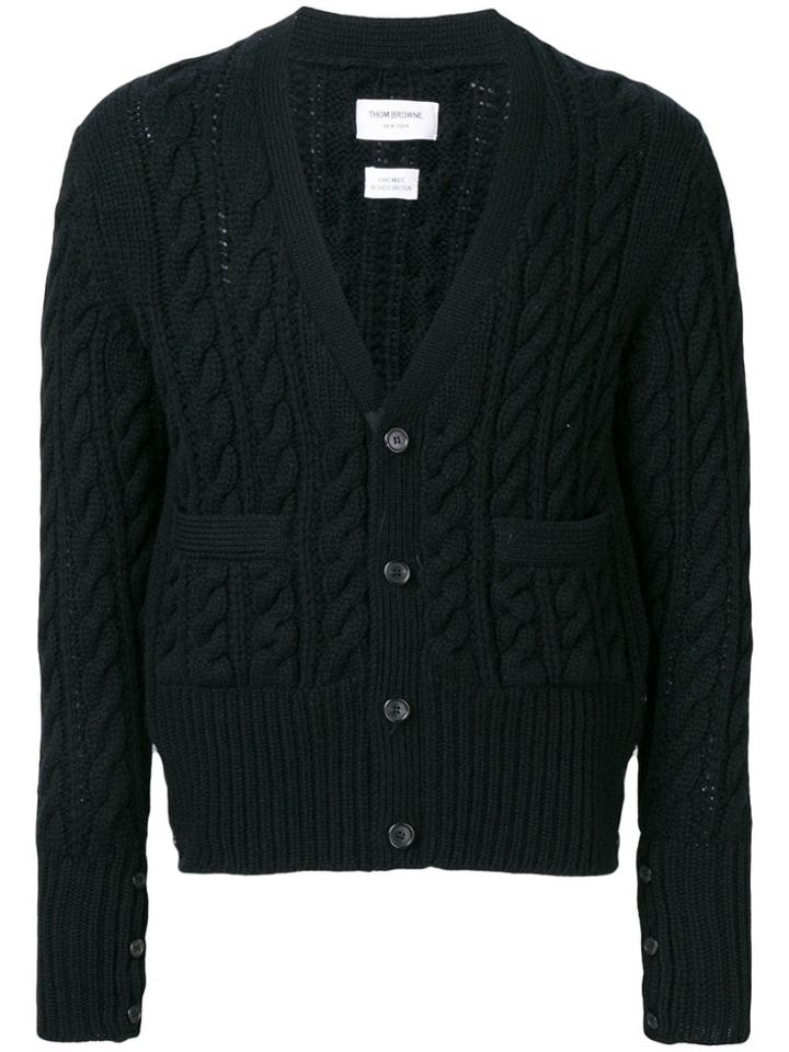 Thom Browne Aran Cable Cashmere Cardigan - Black