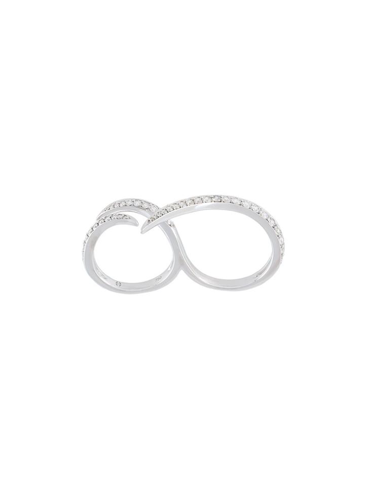 Gisele For Eshvi Encrusted 18kt White Gold Ring - Metallic