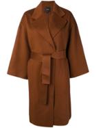 Theory Belted Single Breasted Coat - Brown