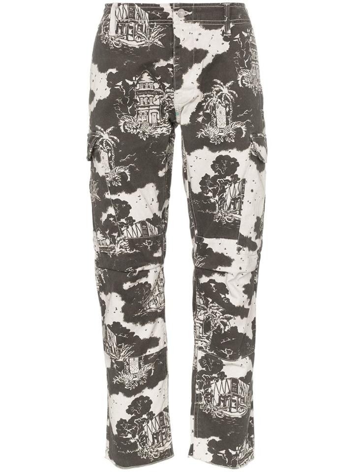 Vyner Articles Hawaiian Print Multi Pocket Cargo Pants - Grey