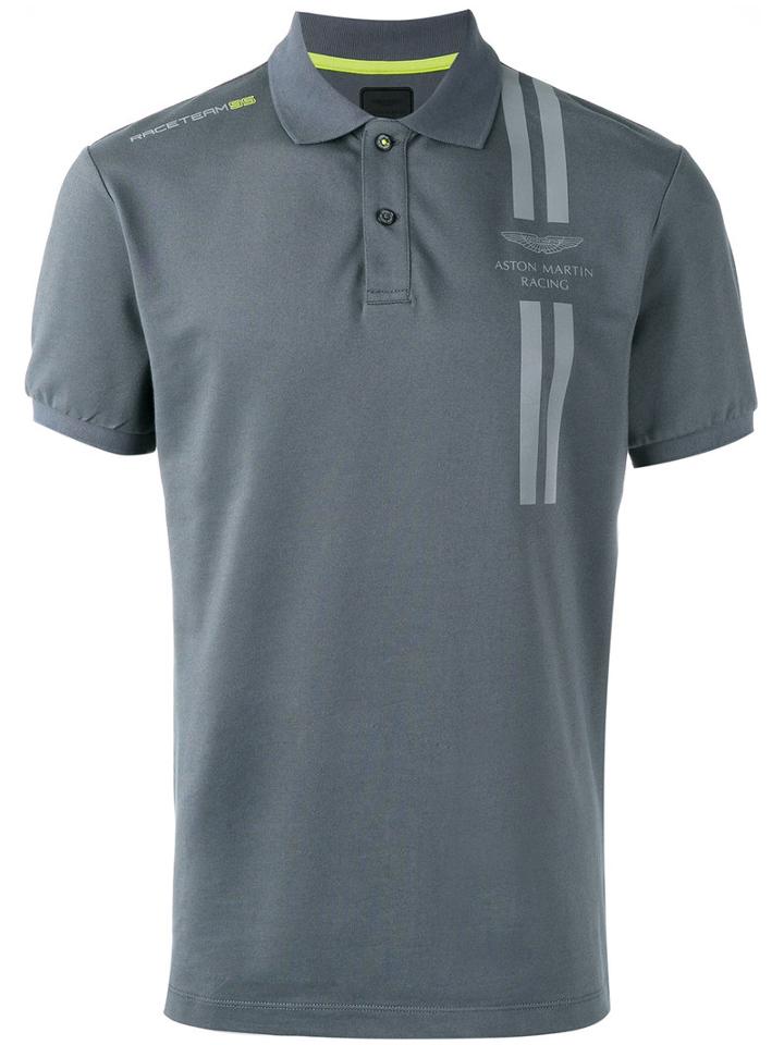 Hackett - Logo Print Polo Shirt - Men - Cotton/polyester/spandex/elastane - L, Grey, Cotton/polyester/spandex/elastane