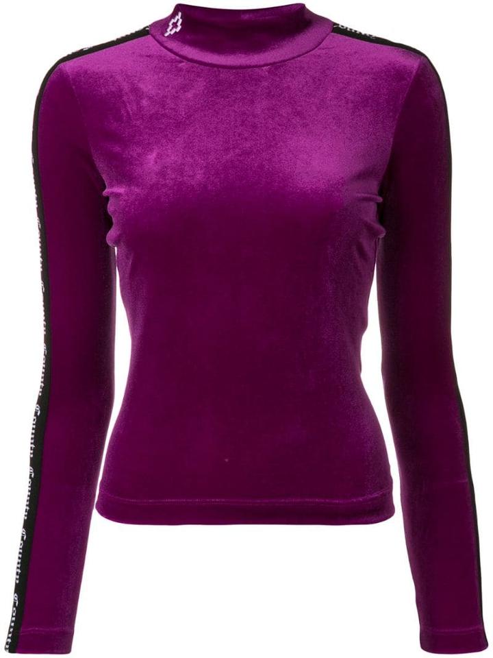 Marcelo Burlon County Of Milan Velvet Logo Printed Top - Pink