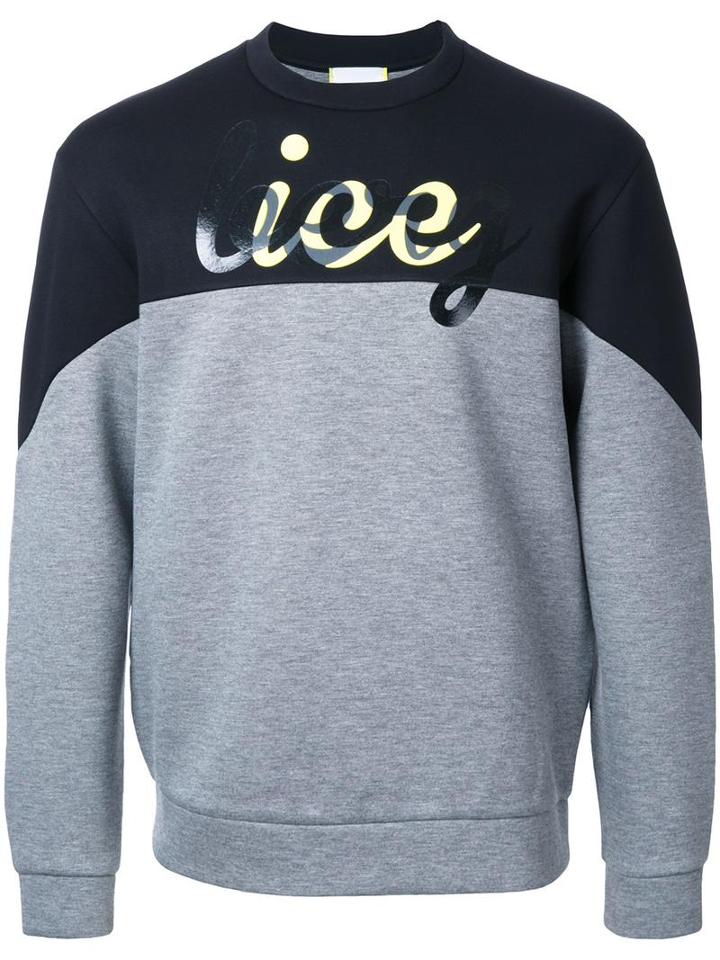 Iceberg Logo Print Sweatshirt, Men's, Size: Large, Grey, Polyester/viscose