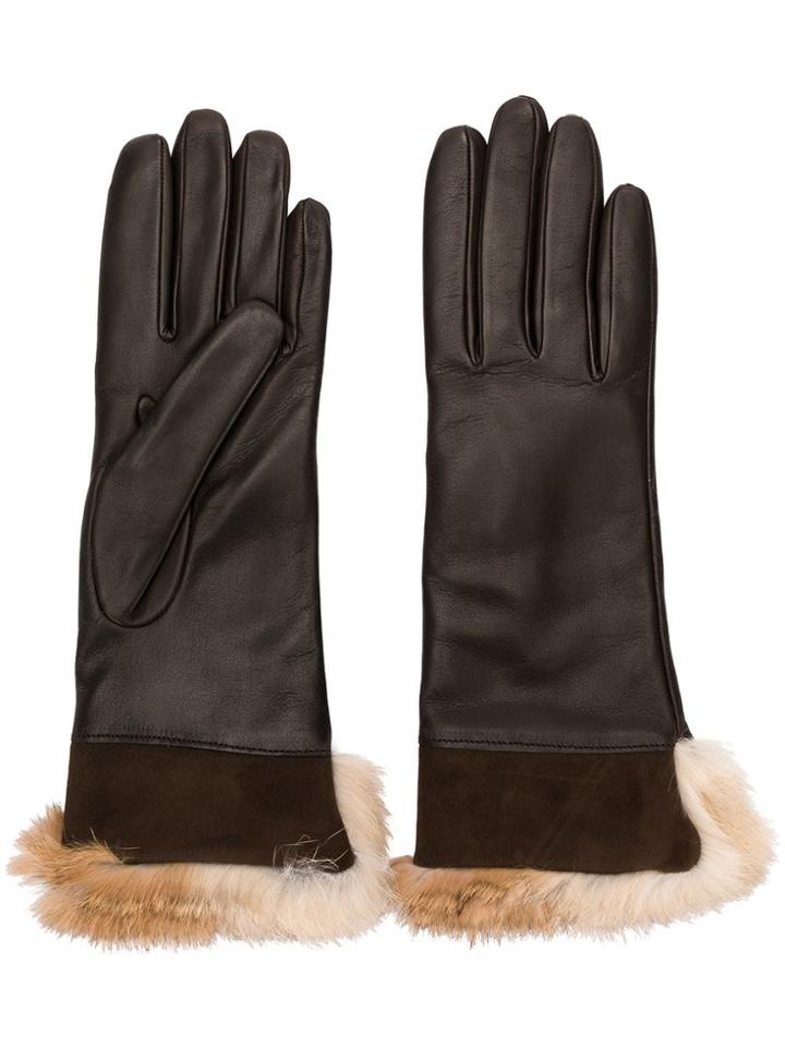 Gala Rabbit Fur Gloves - Brown