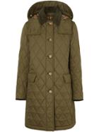 Burberry Detachable Hood Monogram Motif Quilted Coat - Green