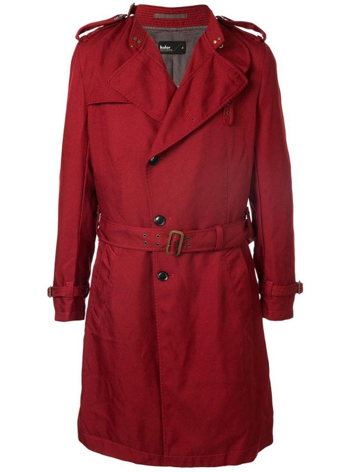 Kolor Belted Trench Coat - Red