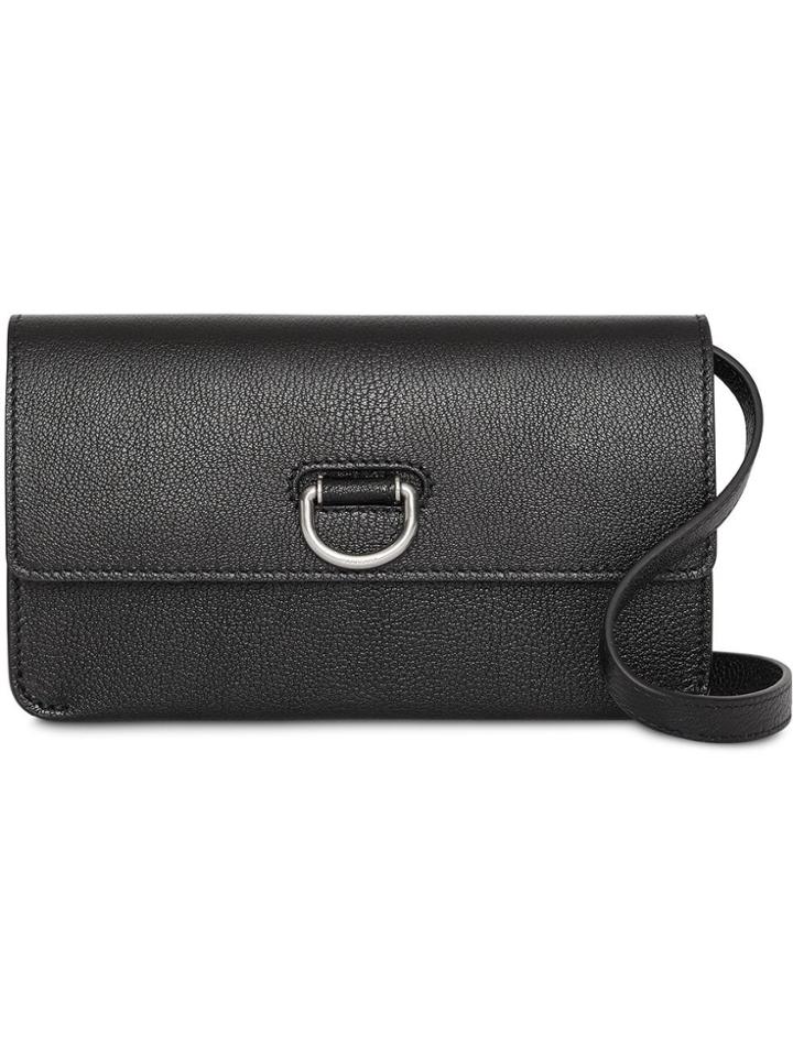 Burberry D-ring Leather Wallet With Detachable Strap - Black