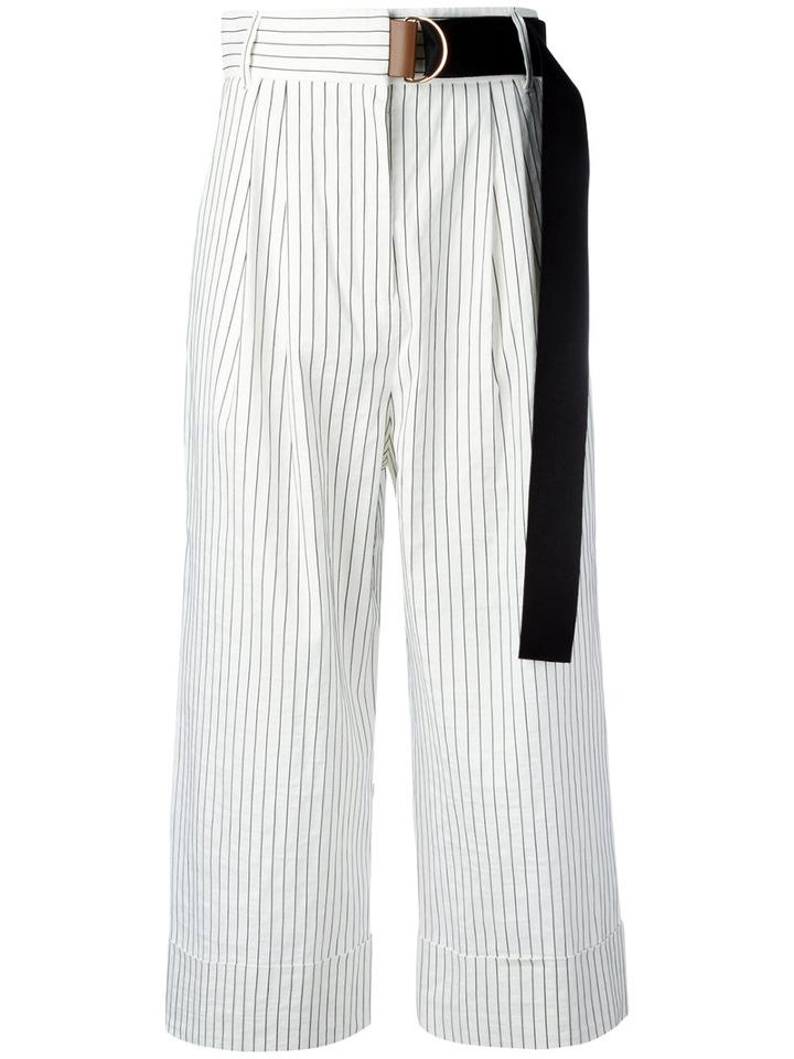 Tibi Lightweight Cropped Trousers, Women's, Size: 0, White, Cotton/linen/flax/elastolefin
