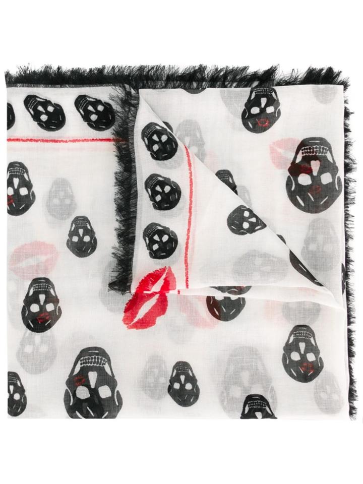 Alexander Mcqueen 'skull Kisses' Scarf - White