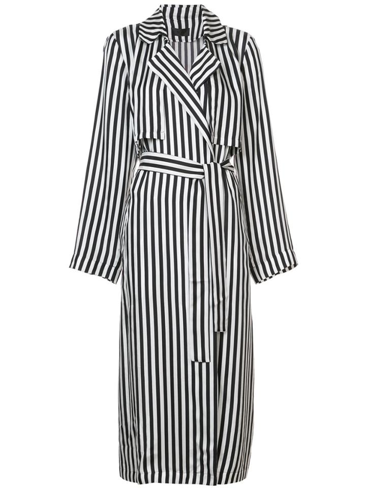 Rta Striped Trench Coat - Black
