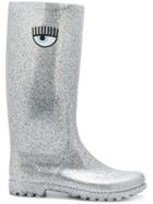 Chiara Ferragni Glitter Wellington Boots - Grey