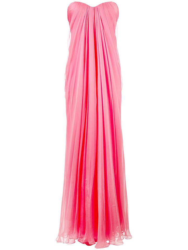 Alexander Mcqueen Draped Bustier Evening Dress, Women's, Size: 44, Pink/purple, Silk/polyamide/spandex/elastane