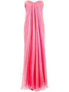 Alexander Mcqueen Draped Bustier Evening Dress, Women's, Size: 44, Pink/purple, Silk/polyamide/spandex/elastane