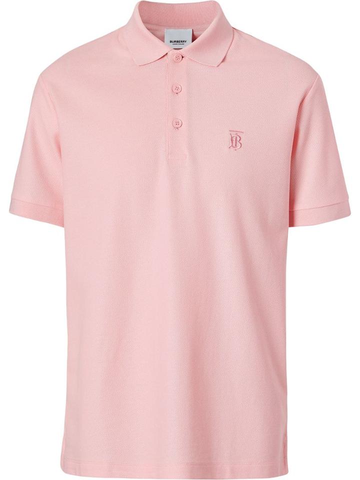 Burberry Monogram Motif Cotton Piqué Polo Shirt - Pink