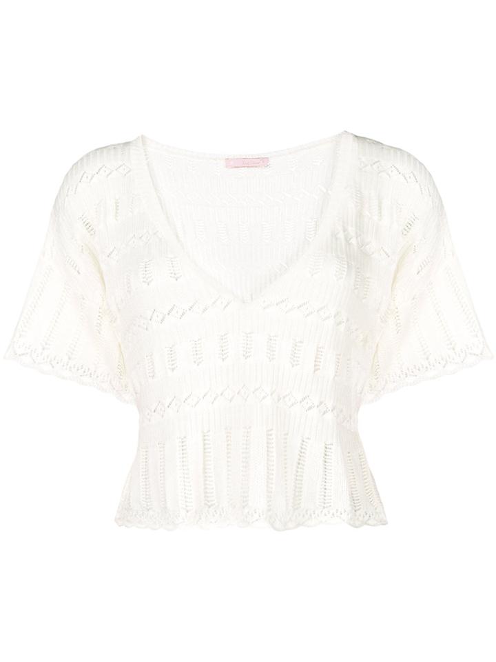 Kristina Ti Open Knit Crop Top - Nude & Neutrals