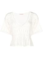 Kristina Ti Open Knit Crop Top - Nude & Neutrals
