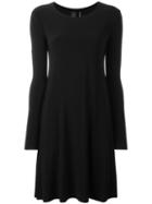 Norma Kamali Flared Longsleeved Dress, Women's, Size: Xs, Black, Polyester/spandex/elastane